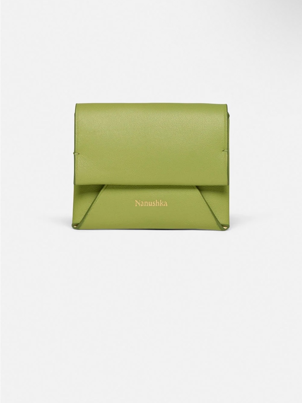 Nanushka Lime Green Fold-Over Leather Wallet